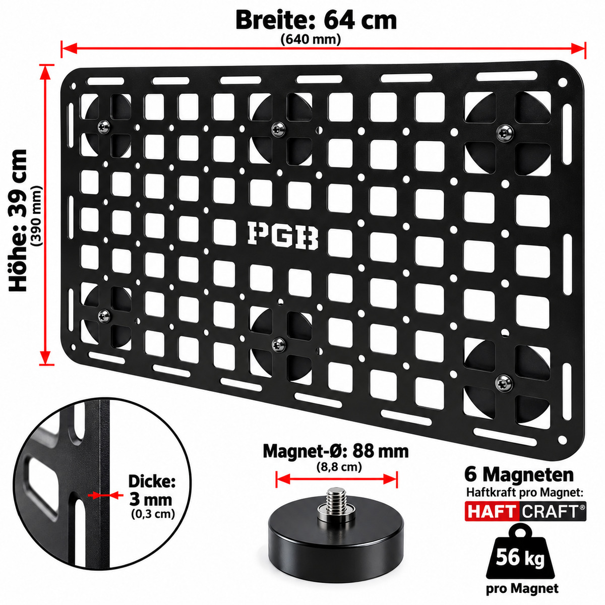 Magnetisches MOLLE Toolboard 64 × 39 cm – Werkzeughalter