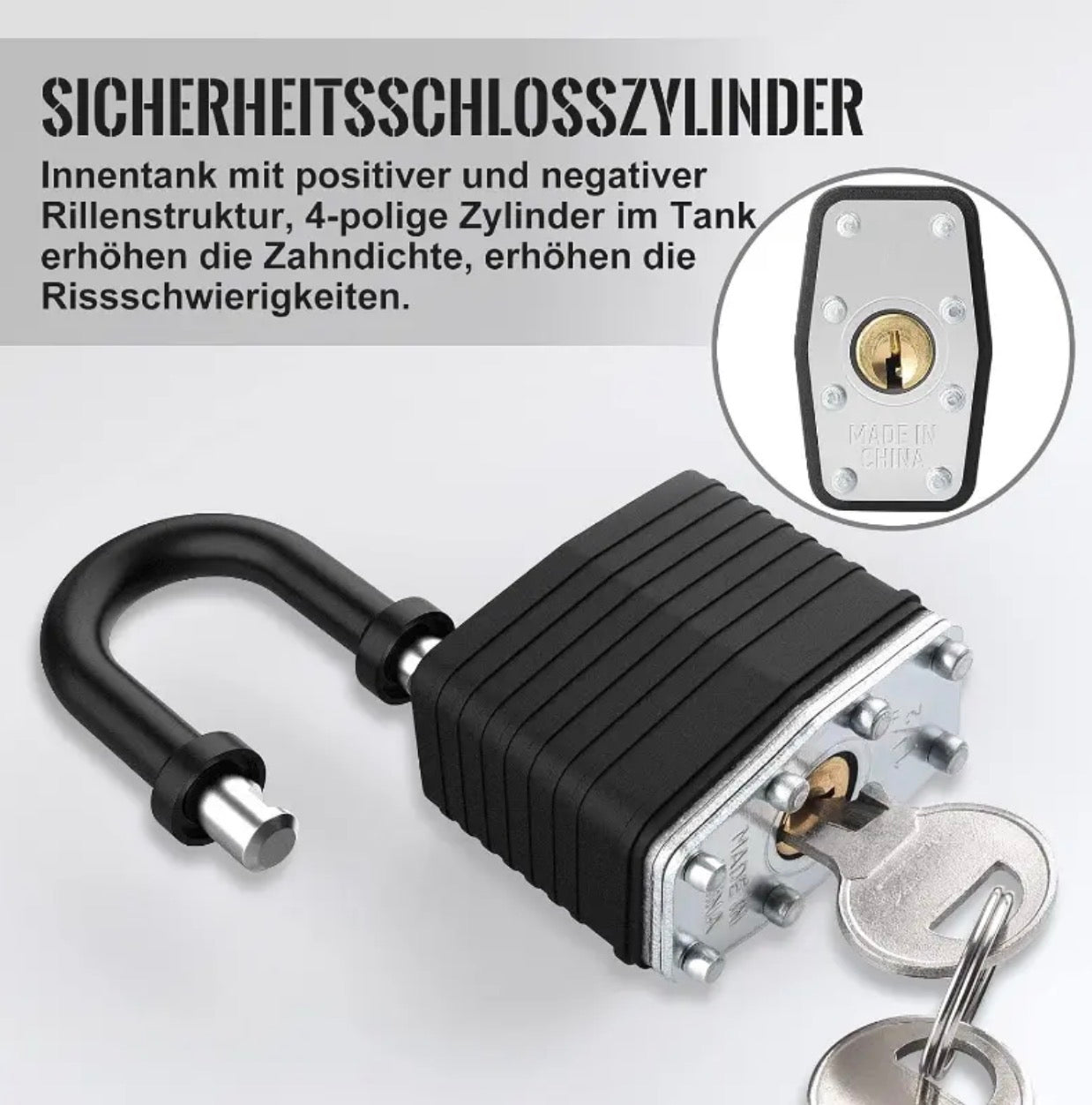 Gummiertes Hochsicherheits-Vorhängeschloss für Offroad, Camping & Outdoor