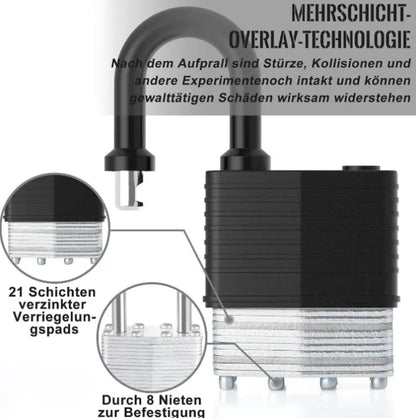 Gummiertes Hochsicherheits-Vorhängeschloss für Offroad, Camping & Outdoor