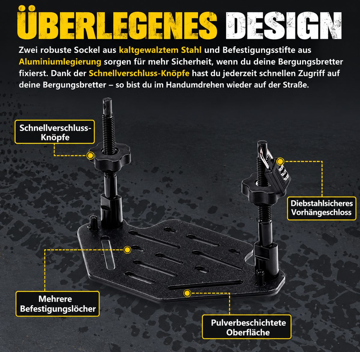 Bergeboard-Halterung für Dachträger – verstellbar & abschließbar