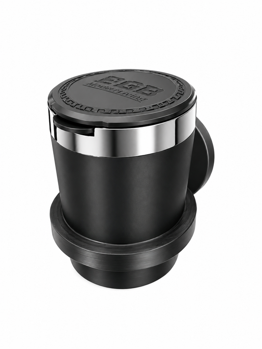 Magnetischer Aschenbecher mit Deckel – Schwarz – 66 mm Neodym Magnet – Für Wohnmobil, Camper & Metalloberflächen