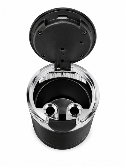 Magnetischer Aschenbecher mit Deckel – Schwarz – 66 mm Neodym Magnet – Für Wohnmobil, Camper & Metalloberflächen